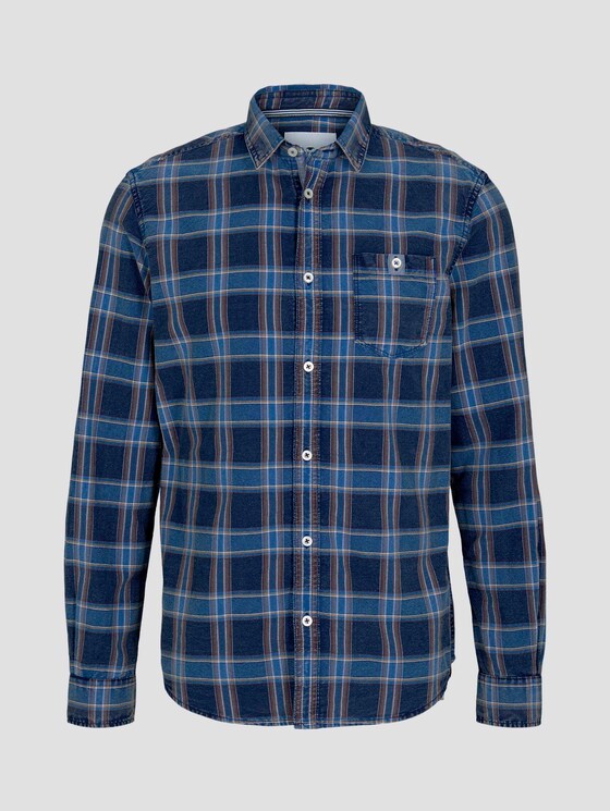 Kariertes Hemd mit Brusttasche - Männer - blue indigo washed shirt Kariertes Hemd mit Brusttasche - Männer - blue indigo washed shirt - 7 - TOM TAILOR