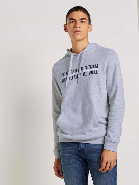 Hoodie mit Print - Männer - Light Stone Grey Melange Hoodie mit Print - Männer - Light Stone Grey Melange - 1 - TOM TAILOR Denim