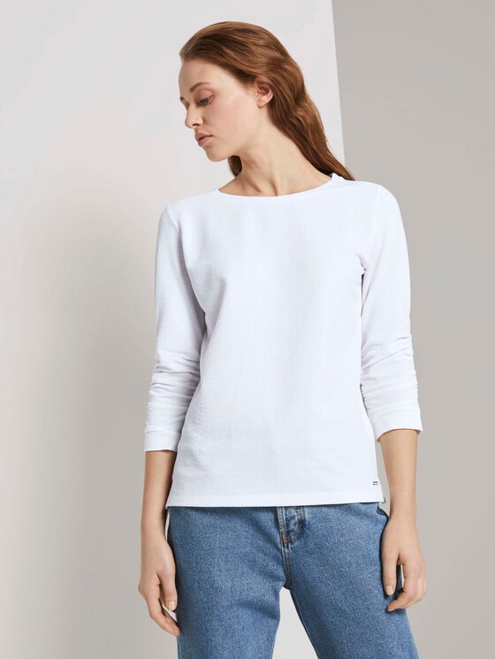 Strukturiertes Sweatshirt - Frauen - Off White Strukturiertes Sweatshirt - Frauen - Off White - 1 - TOM TAILOR Denim