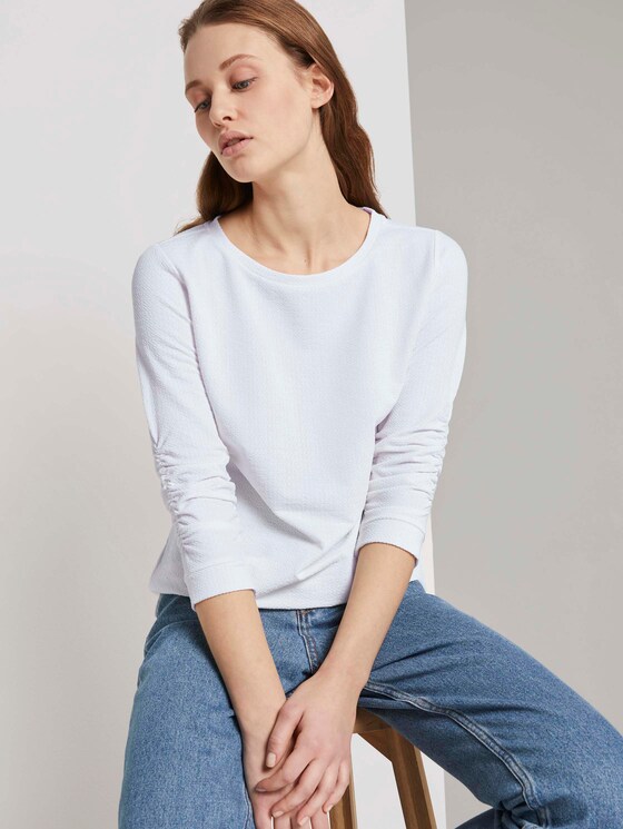 Strukturiertes Sweatshirt - Frauen - Off White Strukturiertes Sweatshirt - Frauen - Off White - 5 - TOM TAILOR Denim