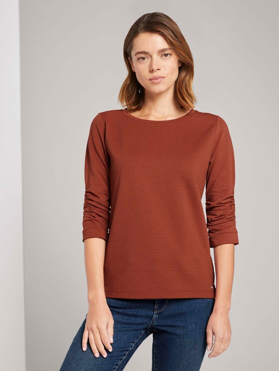 Strukturiertes Sweatshirt - Frauen - Rust Orange Strukturiertes Sweatshirt - Frauen - Rust Orange - 1 - TOM TAILOR Denim