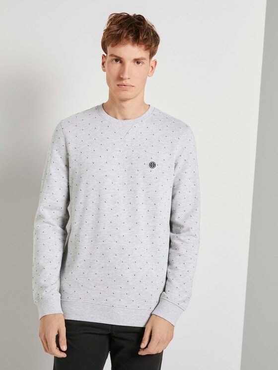 Gemustertes Sweatshirt - Männer - grey triangle stripe print Gemustertes Sweatshirt - Männer - grey triangle stripe print - 1 - TOM TAILOR Denim