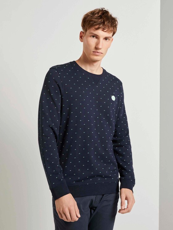 Gemustertes Sweatshirt - Männer - navy triangle stripe print Gemustertes Sweatshirt - Männer - navy triangle stripe print - 1 - TOM TAILOR Denim