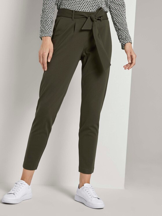 Loose Fit Hose mit Bindegürtel - Frauen - Dark Rosin Green Loose Fit Hose mit Bindegürtel - Frauen - Dark Rosin Green - 1 - TOM TAILOR