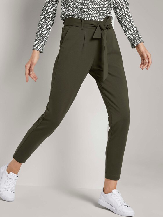 Loose Fit Hose mit Bindegürtel - Frauen - Dark Rosin Green Loose Fit Hose mit Bindegürtel - Frauen - Dark Rosin Green - 10 - TOM TAILOR