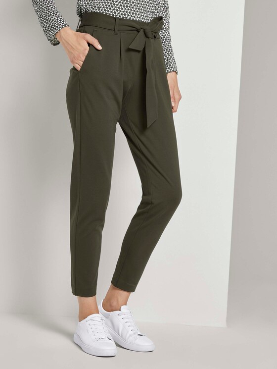 Loose Fit Hose mit Bindegürtel - Frauen - Dark Rosin Green Loose Fit Hose mit Bindegürtel - Frauen - Dark Rosin Green - 11 - TOM TAILOR