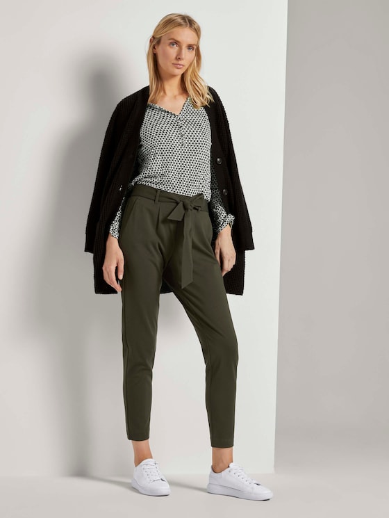 Loose Fit Hose mit Bindegürtel - Frauen - Dark Rosin Green Loose Fit Hose mit Bindegürtel - Frauen - Dark Rosin Green - 3 - TOM TAILOR