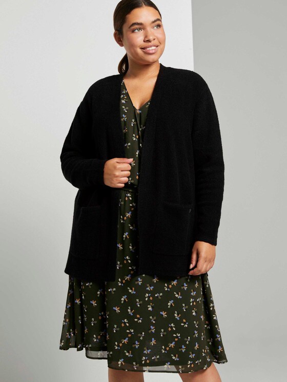 Boucle Cardigan mit Taschen - Frauen - Deep Black Boucle Cardigan mit Taschen - Frauen - Deep Black - 1 - My True Me