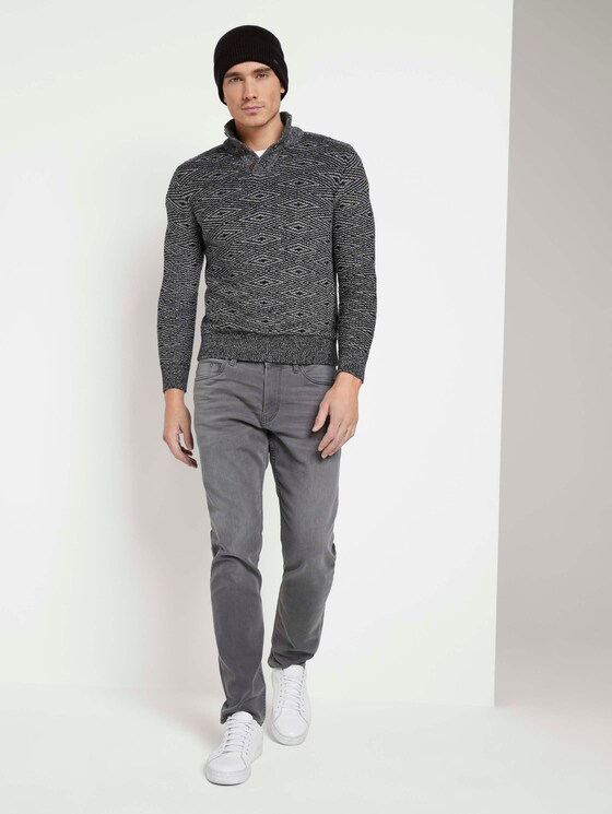Troyer Pullover mit Strukturmuster - Männer - black white grey mouline Troyer Pullover mit Strukturmuster - Männer - black white grey mouline - 3 - TOM TAILOR