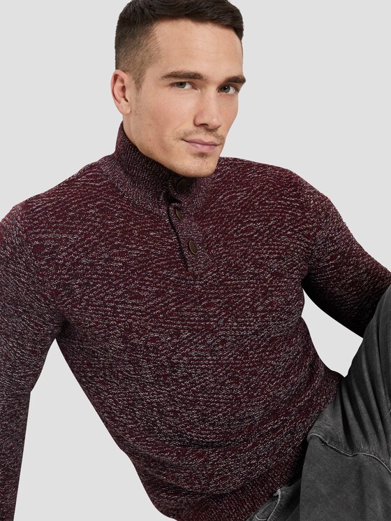 Troyer Pullover met getextureerd patroon - Mannen - purple black grey mouline Troyer Pullover met getextureerd patroon - Mannen - purple black grey mouline - 10 - TOM TAILOR