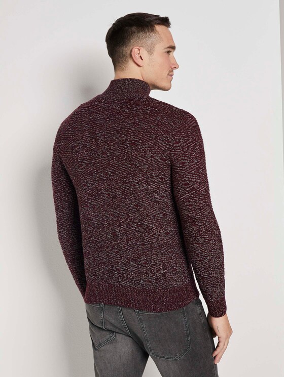 Troyer Pullover met getextureerd patroon - Mannen - purple black grey mouline Troyer Pullover met getextureerd patroon - Mannen - purple black grey mouline - 2 - TOM TAILOR