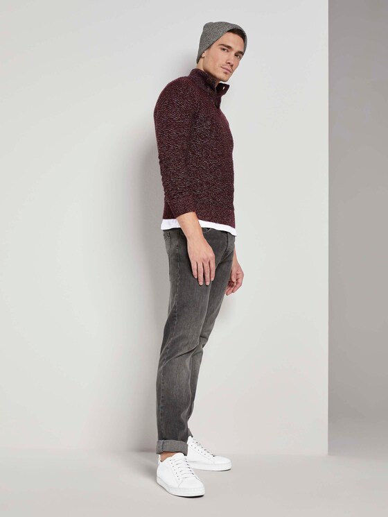 Troyer Pullover met getextureerd patroon - Mannen - purple black grey mouline Troyer Pullover met getextureerd patroon - Mannen - purple black grey mouline - 3 - TOM TAILOR