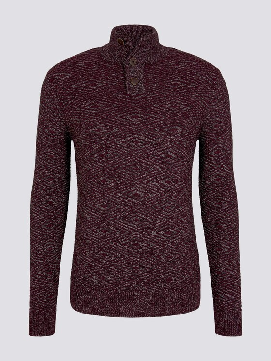 Troyer Pullover met getextureerd patroon - Mannen - purple black grey mouline Troyer Pullover met getextureerd patroon - Mannen - purple black grey mouline - 7 - TOM TAILOR