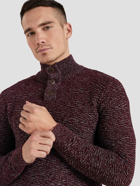 Troyer Pullover met getextureerd patroon - Mannen - purple black grey mouline Troyer Pullover met getextureerd patroon - Mannen - purple black grey mouline - 9 - TOM TAILOR