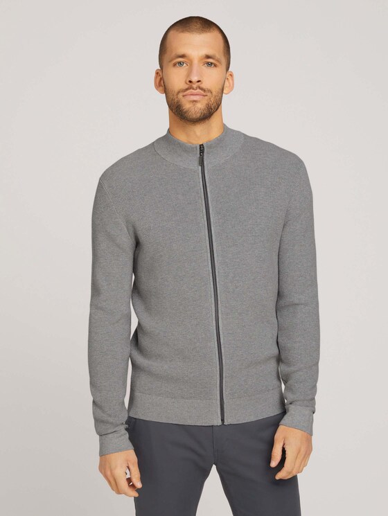 Strickjacke mit Seide - Männer - Light Soft Grey Melange Strickjacke mit Seide - Männer - Light Soft Grey Melange - 1 - TOM TAILOR