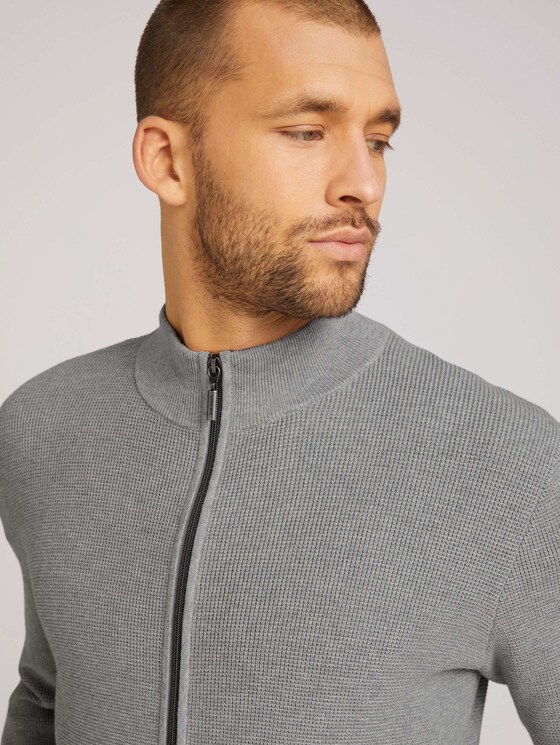 Strickjacke mit Seide - Männer - Light Soft Grey Melange Strickjacke mit Seide - Männer - Light Soft Grey Melange - 9 - TOM TAILOR