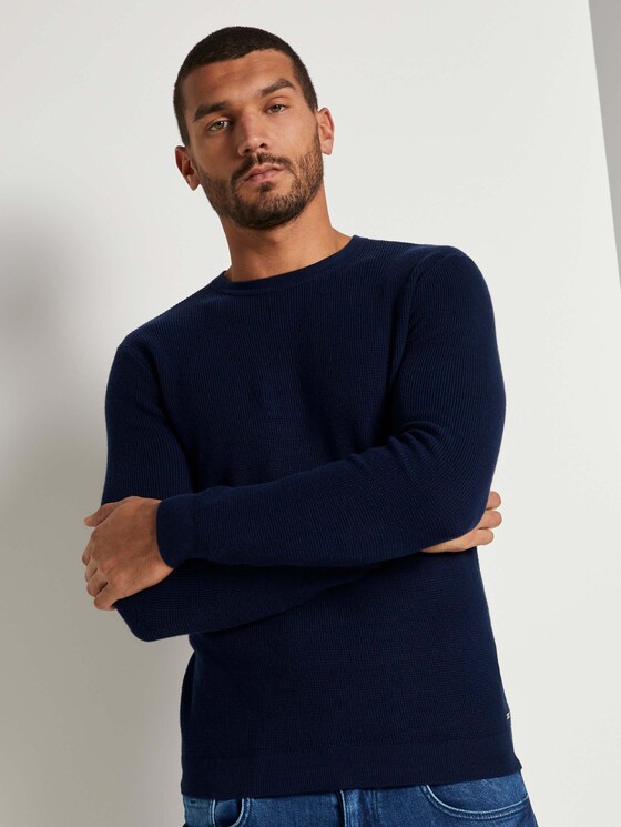Strickpullover mit Seide - Männer - Sky Captain Blue Strickpullover mit Seide - Männer - Sky Captain Blue - 1 - TOM TAILOR