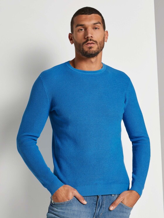 Strickpullover mit Seide - Männer - bright ibiza blue Strickpullover mit Seide - Männer - bright ibiza blue - 1 - TOM TAILOR