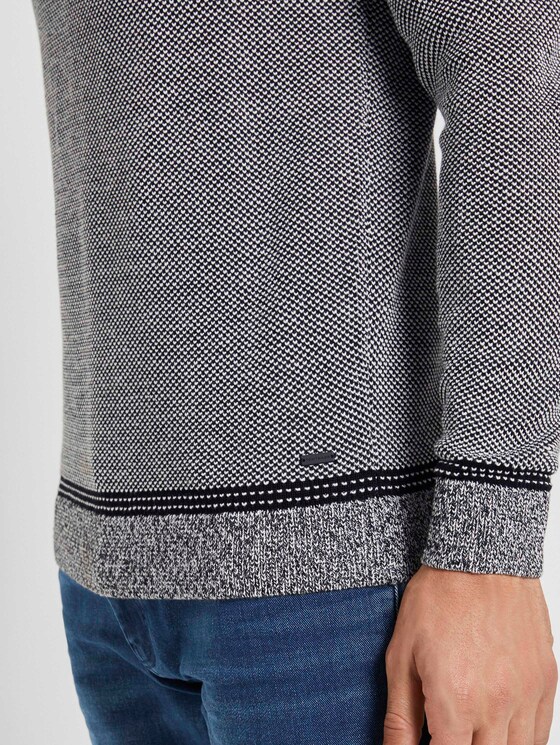 Fein gemusterter Pullover - Männer - black white birdseye jacquard Fein gemusterter Pullover - Männer - black white birdseye jacquard - 10 - TOM TAILOR