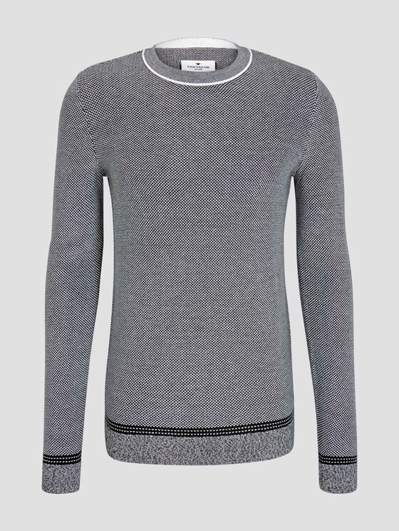 Fein gemusterter Pullover - Männer - black white birdseye jacquard Fein gemusterter Pullover - Männer - black white birdseye jacquard - 7 - TOM TAILOR