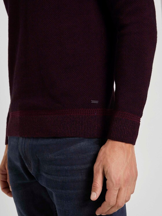 Fein gemusterter Pullover - Männer - purple black birdseye jacquard Fein gemusterter Pullover - Männer - purple black birdseye jacquard - 10 - TOM TAILOR