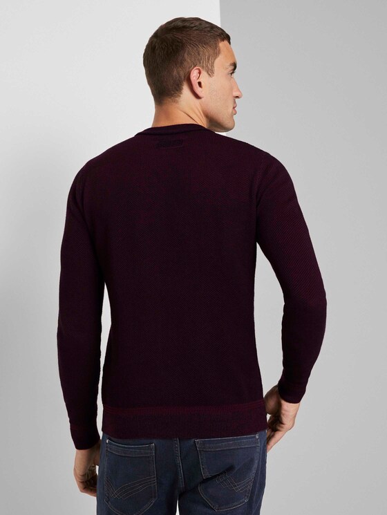 Fein gemusterter Pullover - Männer - purple black birdseye jacquard Fein gemusterter Pullover - Männer - purple black birdseye jacquard - 2 - TOM TAILOR