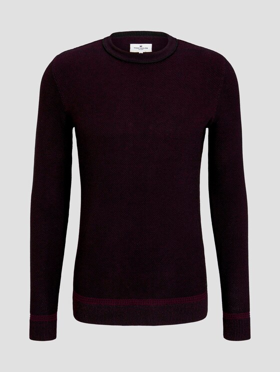 Fein gemusterter Pullover - Männer - purple black birdseye jacquard Fein gemusterter Pullover - Männer - purple black birdseye jacquard - 7 - TOM TAILOR