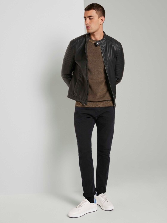 Fein gemusterter Pullover - Männer - black beige birdseye jacquard Fein gemusterter Pullover - Männer - black beige birdseye jacquard - 3 - TOM TAILOR