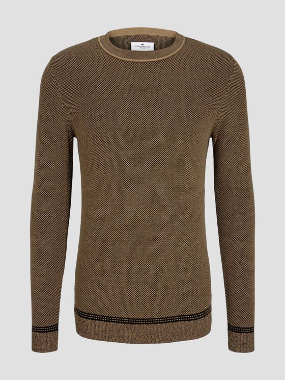 Fein gemusterter Pullover - Männer - black beige birdseye jacquard Fein gemusterter Pullover - Männer - black beige birdseye jacquard - 7 - TOM TAILOR