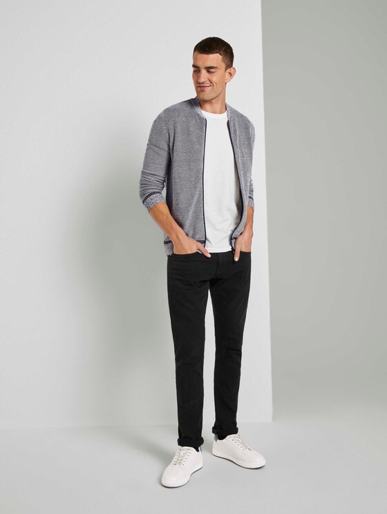 Fein gemusterte Strickjacke - Männer - black white birdseye jacquard Fein gemusterte Strickjacke - Männer - black white birdseye jacquard - 3 - TOM TAILOR