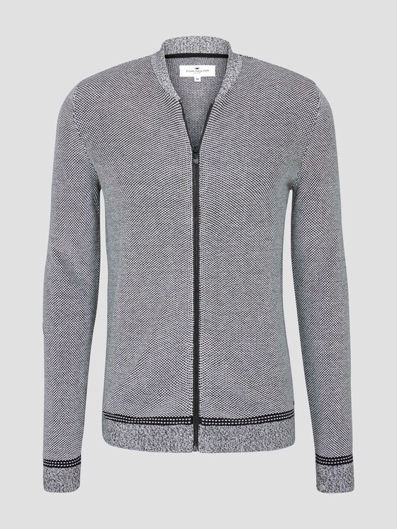 Fein gemusterte Strickjacke - Männer - black white birdseye jacquard Fein gemusterte Strickjacke - Männer - black white birdseye jacquard - 7 - TOM TAILOR