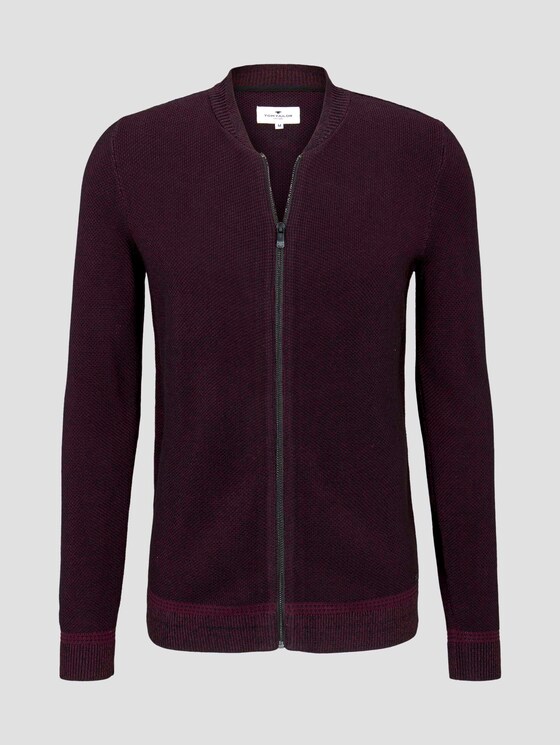Fein gemusterte Strickjacke - Männer - purple black birdseye jacquard Fein gemusterte Strickjacke - Männer - purple black birdseye jacquard - 7 - TOM TAILOR