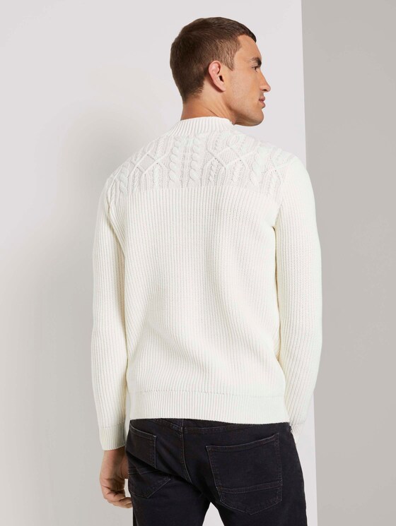 Stehkragen Pullover mit Strukturmuster - Männer - Light Marsmallow Stehkragen Pullover mit Strukturmuster - Männer - Light Marsmallow - 2 - TOM TAILOR