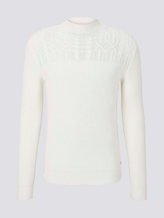 Stehkragen Pullover mit Strukturmuster - Männer - Light Marsmallow Stehkragen Pullover mit Strukturmuster - Männer - Light Marsmallow - 7 - TOM TAILOR