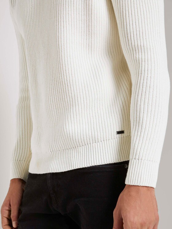 Stehkragen Pullover mit Strukturmuster - Männer - Light Marsmallow Stehkragen Pullover mit Strukturmuster - Männer - Light Marsmallow - 9 - TOM TAILOR
