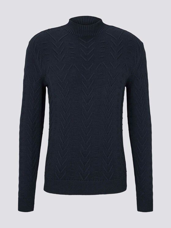 Trui met opstaande kraag met getextureerd patroon - Mannen - Sky Captain Blue Trui met opstaande kraag met getextureerd patroon - Mannen - Sky Captain Blue - 7 - TOM TAILOR