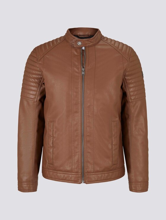 Bikerjacke mit Stehkragen aus Lederimitat - Männer - mid brown fake leather Bikerjacke mit Stehkragen aus Lederimitat - Männer - mid brown fake leather - 7 - TOM TAILOR