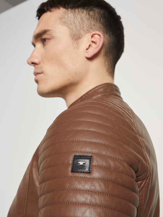 Bikerjacke mit Stehkragen aus Lederimitat - Männer - mid brown fake leather Bikerjacke mit Stehkragen aus Lederimitat - Männer - mid brown fake leather - 9 - TOM TAILOR