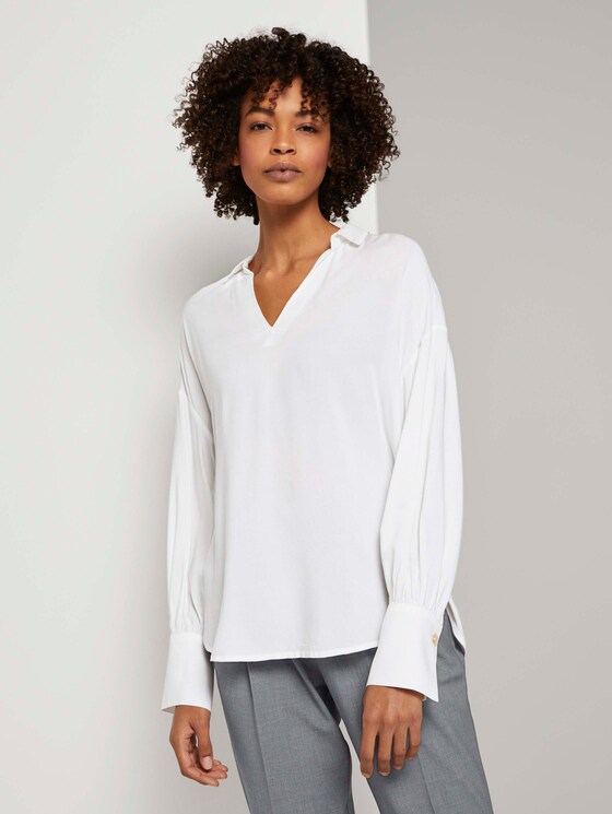 Lockere Bluse mit Ballonärmeln - Frauen - Whisper White Lockere Bluse mit Ballonärmeln - Frauen - Whisper White - 1 - Mine to five