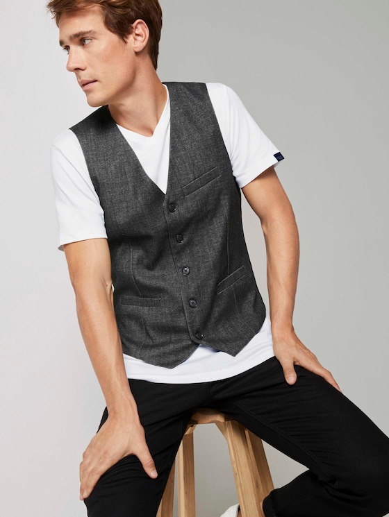 Strukturierte Weste - Männer - dark grey structure Strukturierte Weste - Männer - dark grey structure - 5 - TOM TAILOR