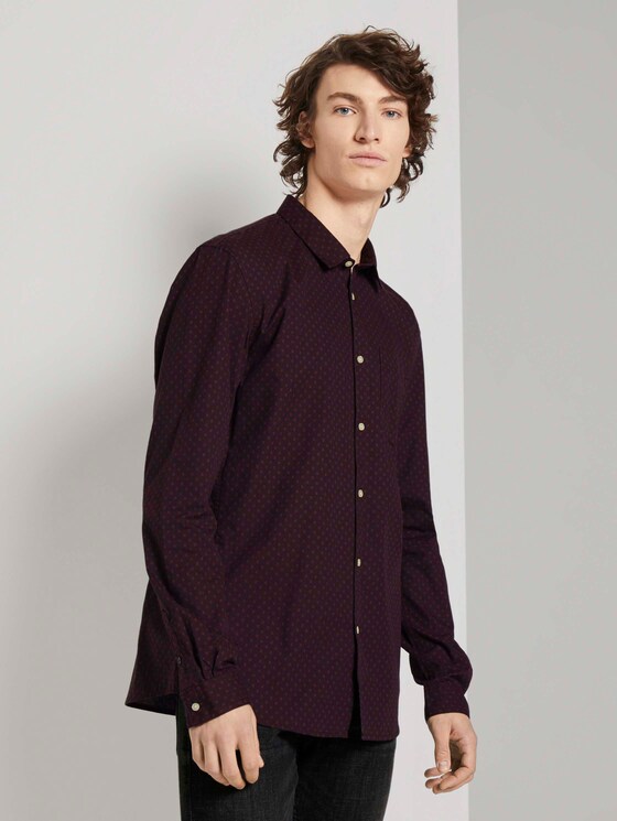 Gemustertes Hemd Slim Fit - Männer - bordeaux dot square print Gemustertes Hemd Slim Fit - Männer - bordeaux dot square print - 1 - TOM TAILOR Denim