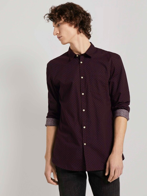 Gemustertes Hemd Slim Fit - Männer - bordeaux dot square print Gemustertes Hemd Slim Fit - Männer - bordeaux dot square print - 5 - TOM TAILOR Denim