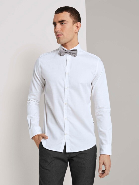 Fein gemustertes Hemd mit Schleife - Männer - White Fein gemustertes Hemd mit Schleife - Männer - White - 1 - TOM TAILOR