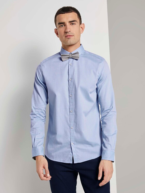 Fein gemustertes Hemd mit Schleife - Männer - light blue white structure Fein gemustertes Hemd mit Schleife - Männer - light blue white structure - 1 - TOM TAILOR