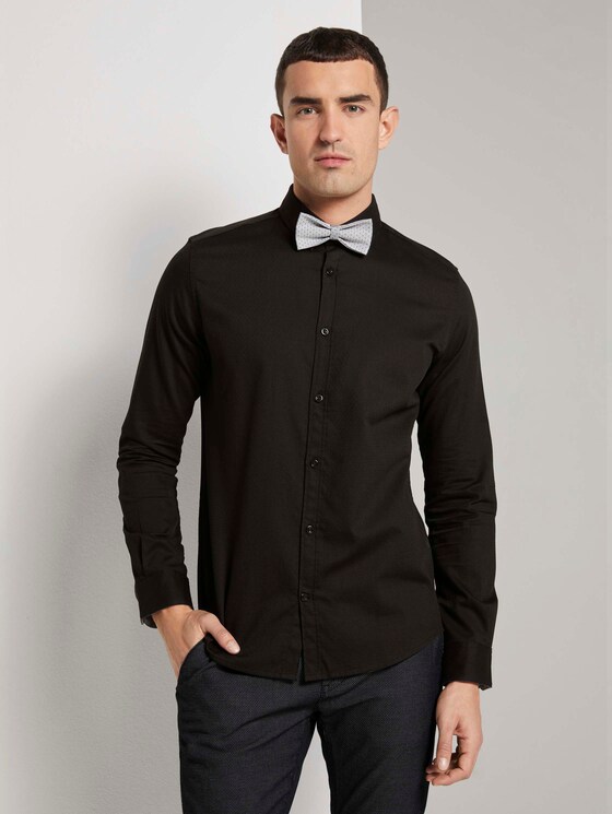 Fein gemustertes Hemd mit Schleife - Männer - Black Fein gemustertes Hemd mit Schleife - Männer - Black - 1 - TOM TAILOR