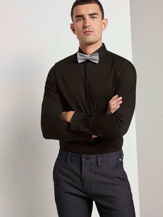 Fein gemustertes Hemd mit Schleife - Männer - Black Fein gemustertes Hemd mit Schleife - Männer - Black - 5 - TOM TAILOR