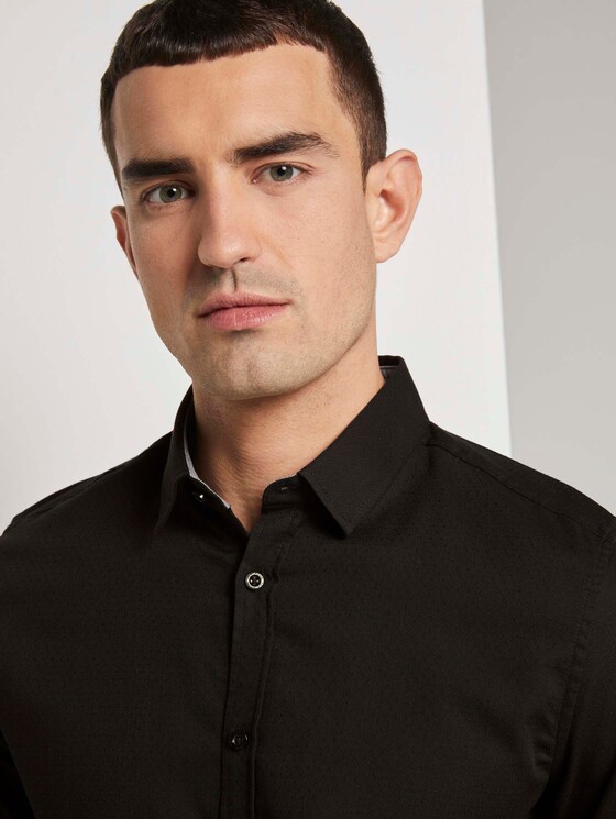 Fein gemustertes Hemd mit Schleife - Männer - Black Fein gemustertes Hemd mit Schleife - Männer - Black - 9 - TOM TAILOR