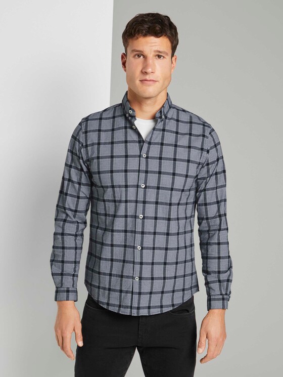 Kariertes Stretch Hemd - Männer - black white check Kariertes Stretch Hemd - Männer - black white check - 1 - TOM TAILOR
