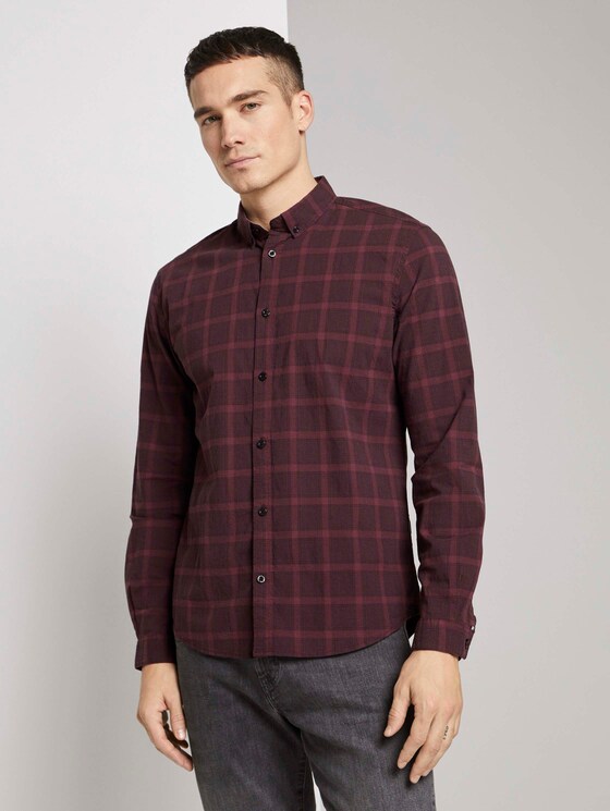 Kariertes Stretch Hemd - Männer - burgundy black check Kariertes Stretch Hemd - Männer - burgundy black check - 1 - TOM TAILOR
