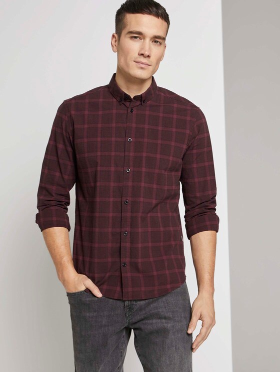 Kariertes Stretch Hemd - Männer - burgundy black check Kariertes Stretch Hemd - Männer - burgundy black check - 5 - TOM TAILOR